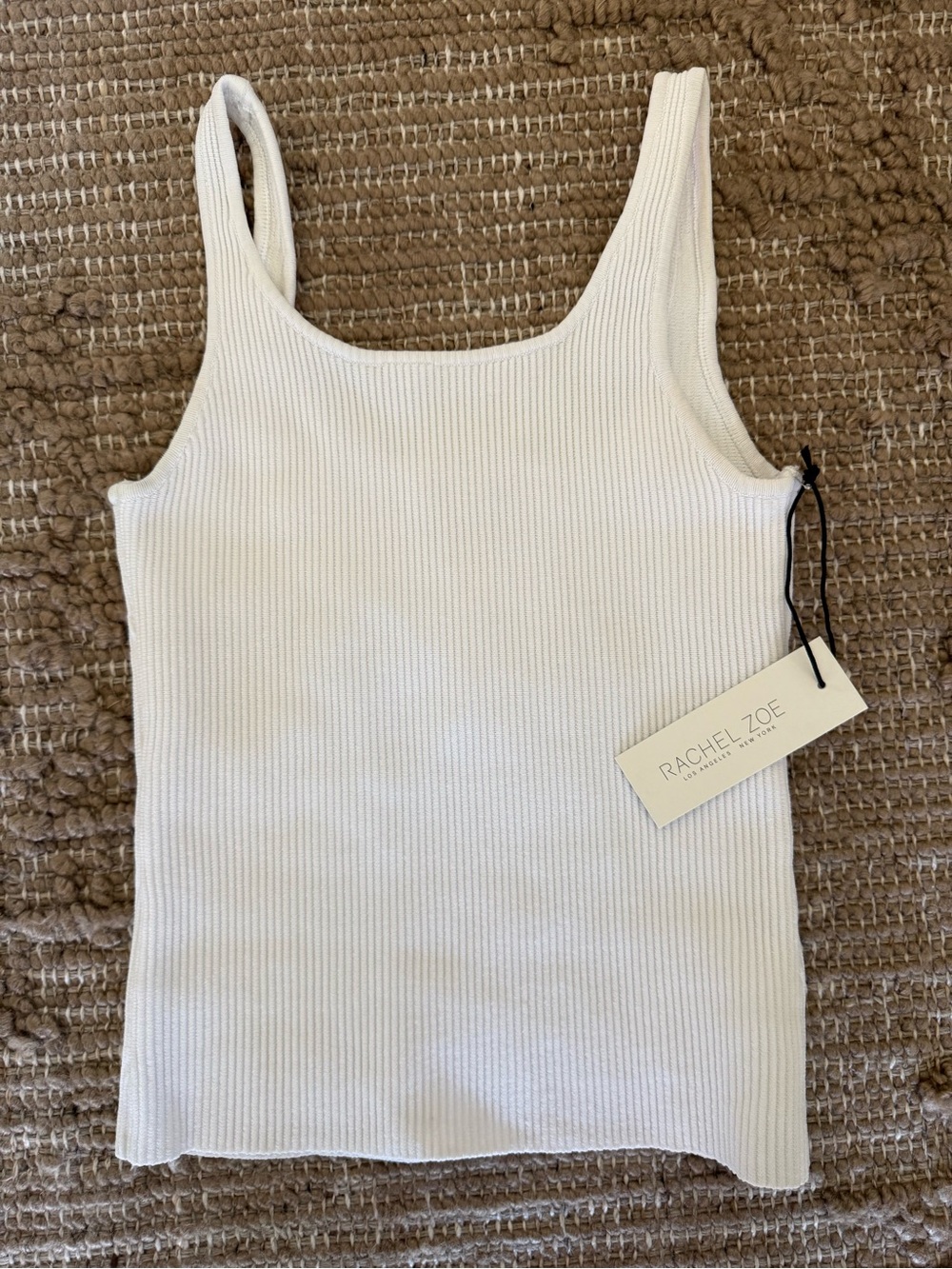 Rachel Zoe Ivory Ribbed Tank Top - Sleeveless Knit Cami